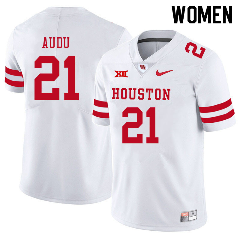 Women #21 Abdul-Lateef Audu Houston Cougars College Big 12 Conference Football Jerseys Sale-White - Click Image to Close